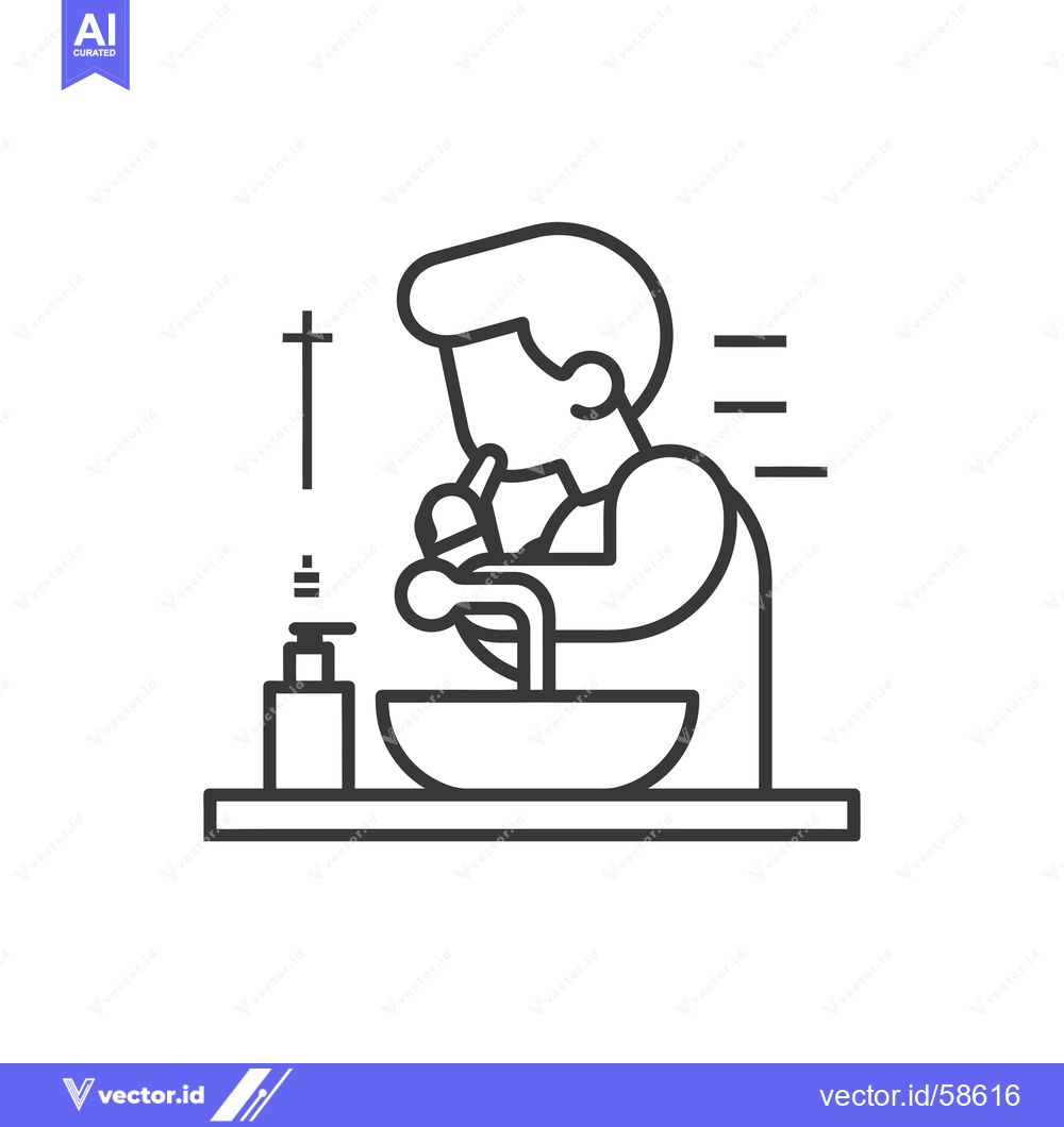 Premium Vector dari Man Brushing Teeth in Bathroom Sink with Toothbrush and Toothpaste