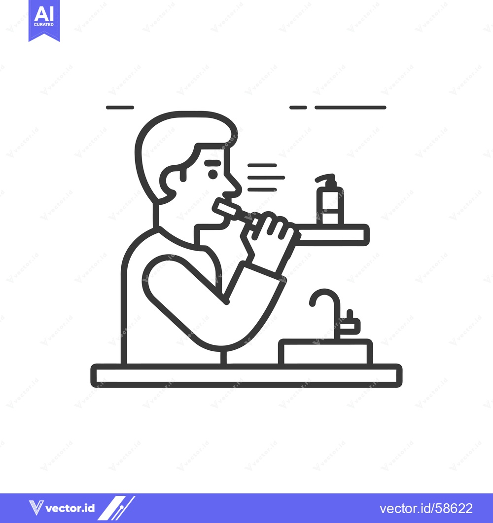Premium Vector of Man Brushing Teeth in Bathroom with Toothbrush and Toothpaste