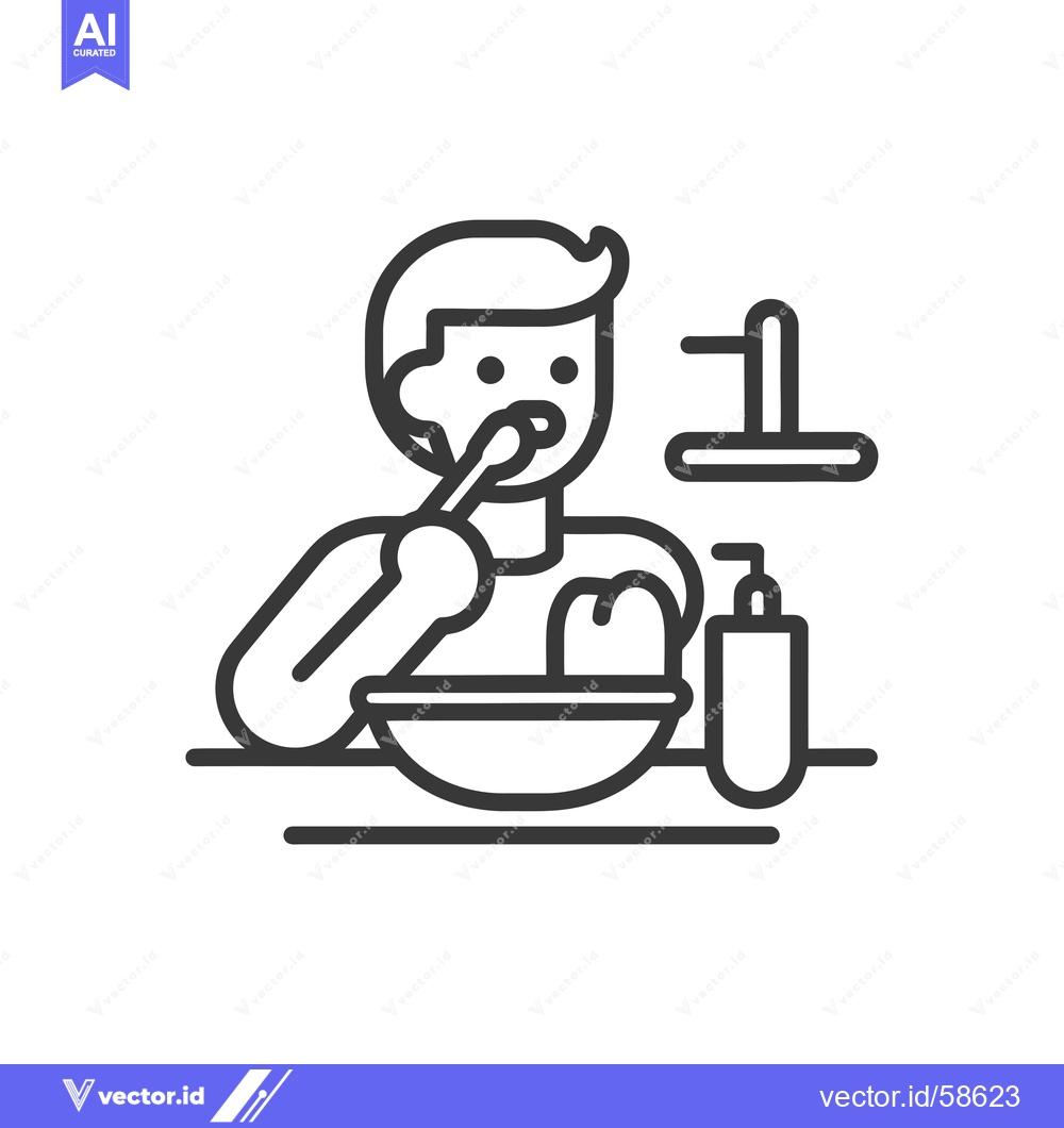 Premium Vector dari Man Brushing Teeth in Bathroom with Toothpaste and Cup