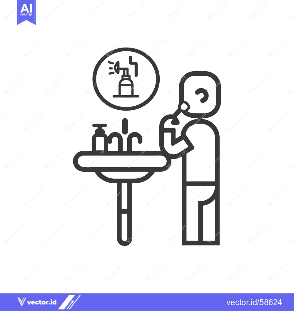 Premium Vector dari Man Brushing Teeth in Bathroom with Toothpaste Icon Above Mirror