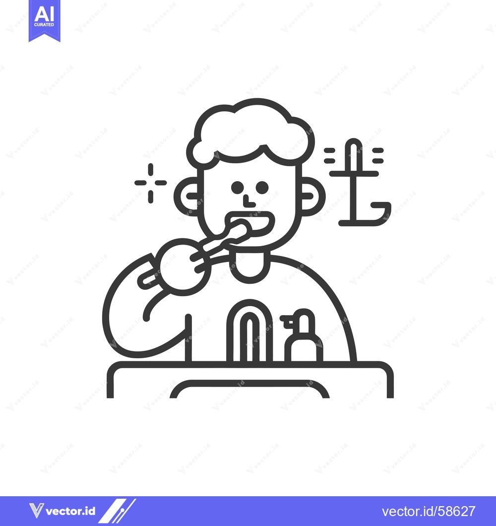Premium Vector dari Man Brushing Teeth in Front of Bathroom Sink with Toothpaste