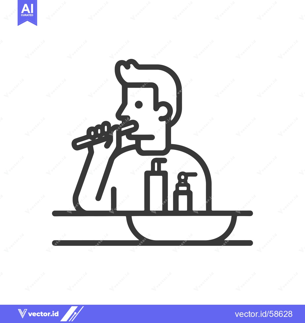 Premium Vector of Man Brushing Teeth with Toothbrush and Toothpaste