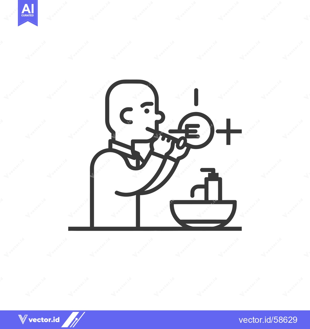 Premium Vector dari Man Brushing Teeth with Toothbrush in Bathroom