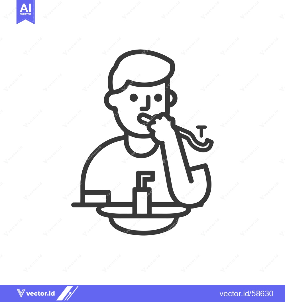 Premium Vector dari Man Brushing Teeth with Toothbrush in Bathroom