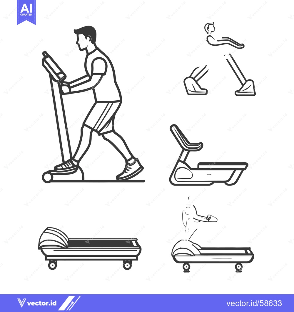 Premium Vector of Man Exercising on a Treadmill with Other Treadmill Variations