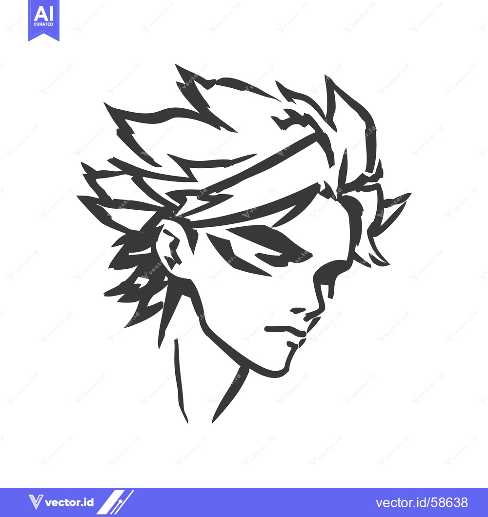 Premium Vector dari Stylized Portrait Sketch: Angular Features, Bold Strokes, Modern Aesth
