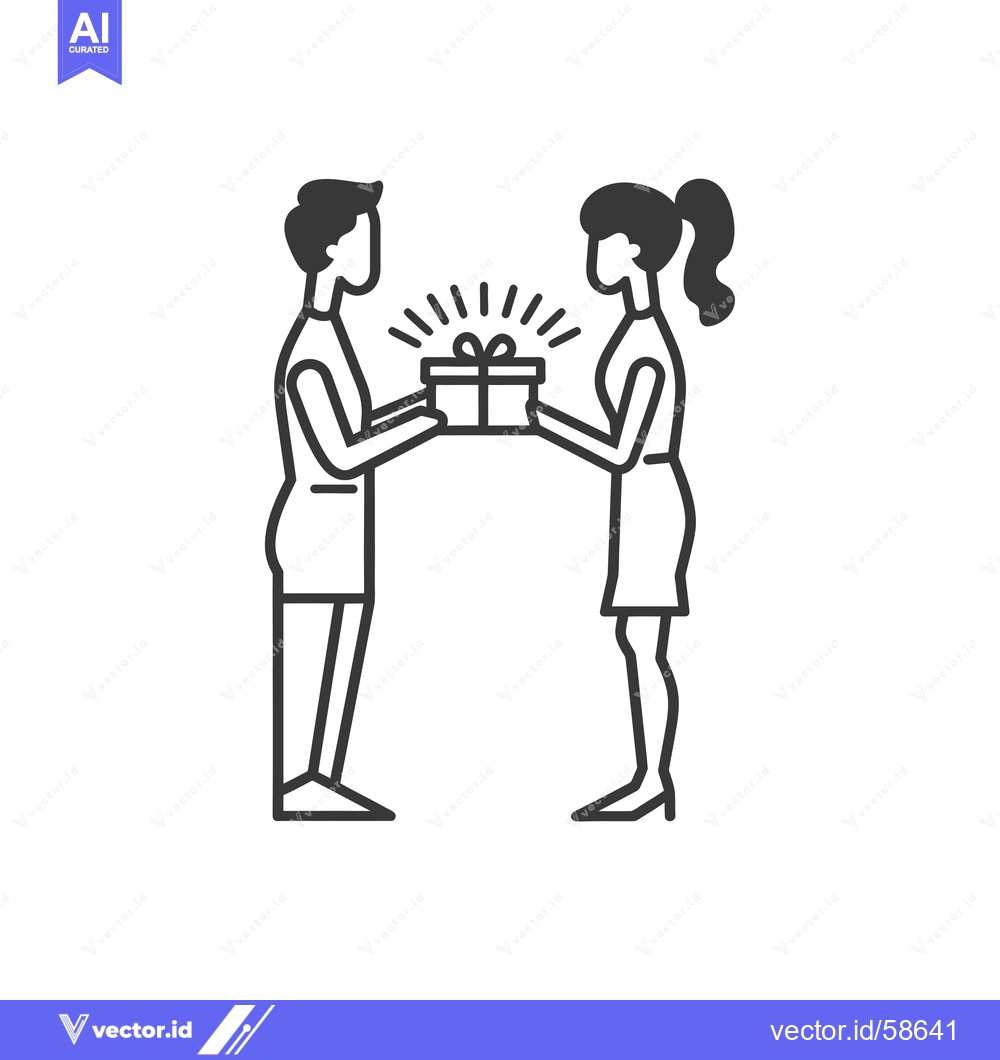 Premium Vector of Man giving a gift to a woman