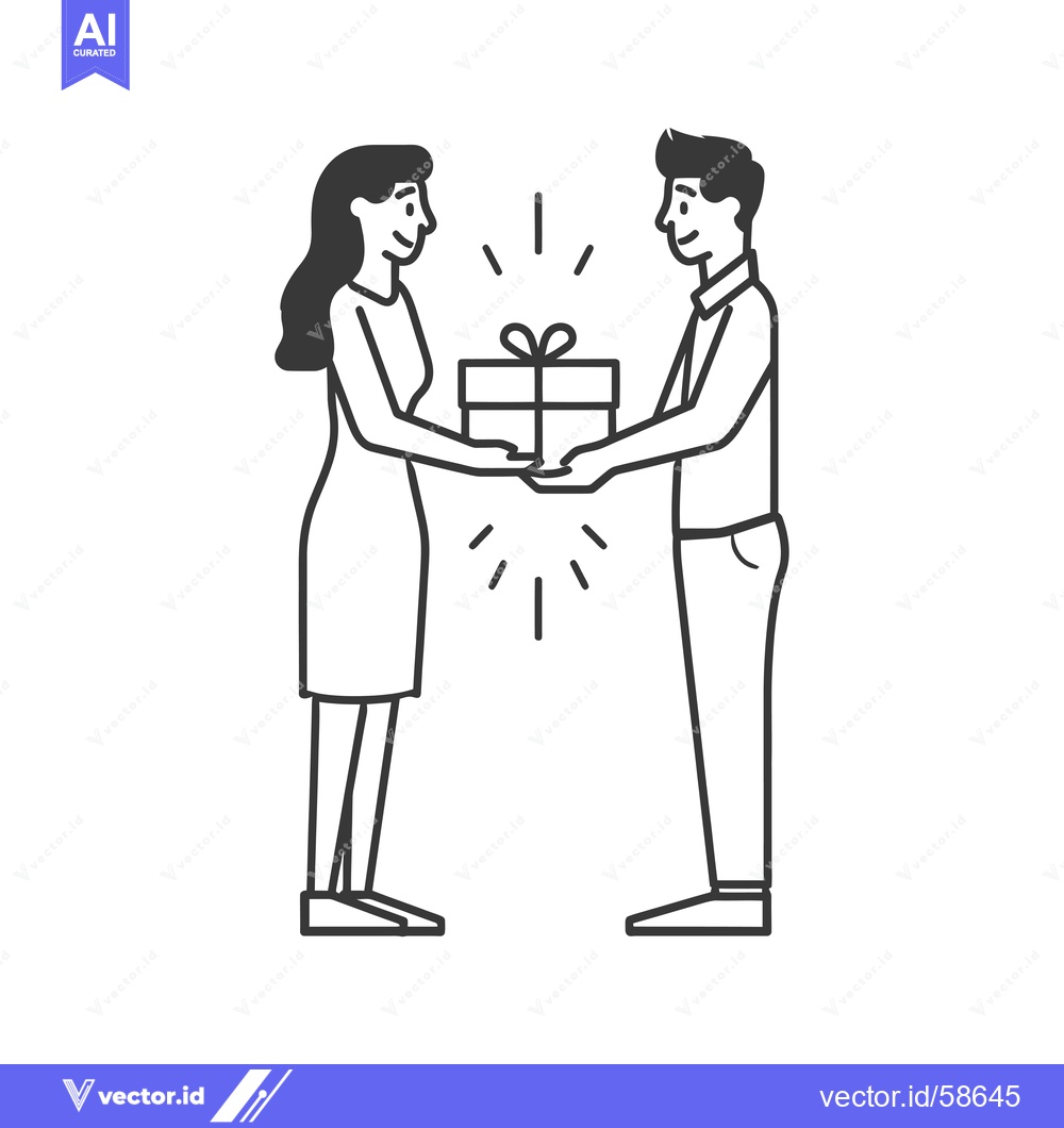 Premium Vector dari Man giving a gift to a woman with a smile