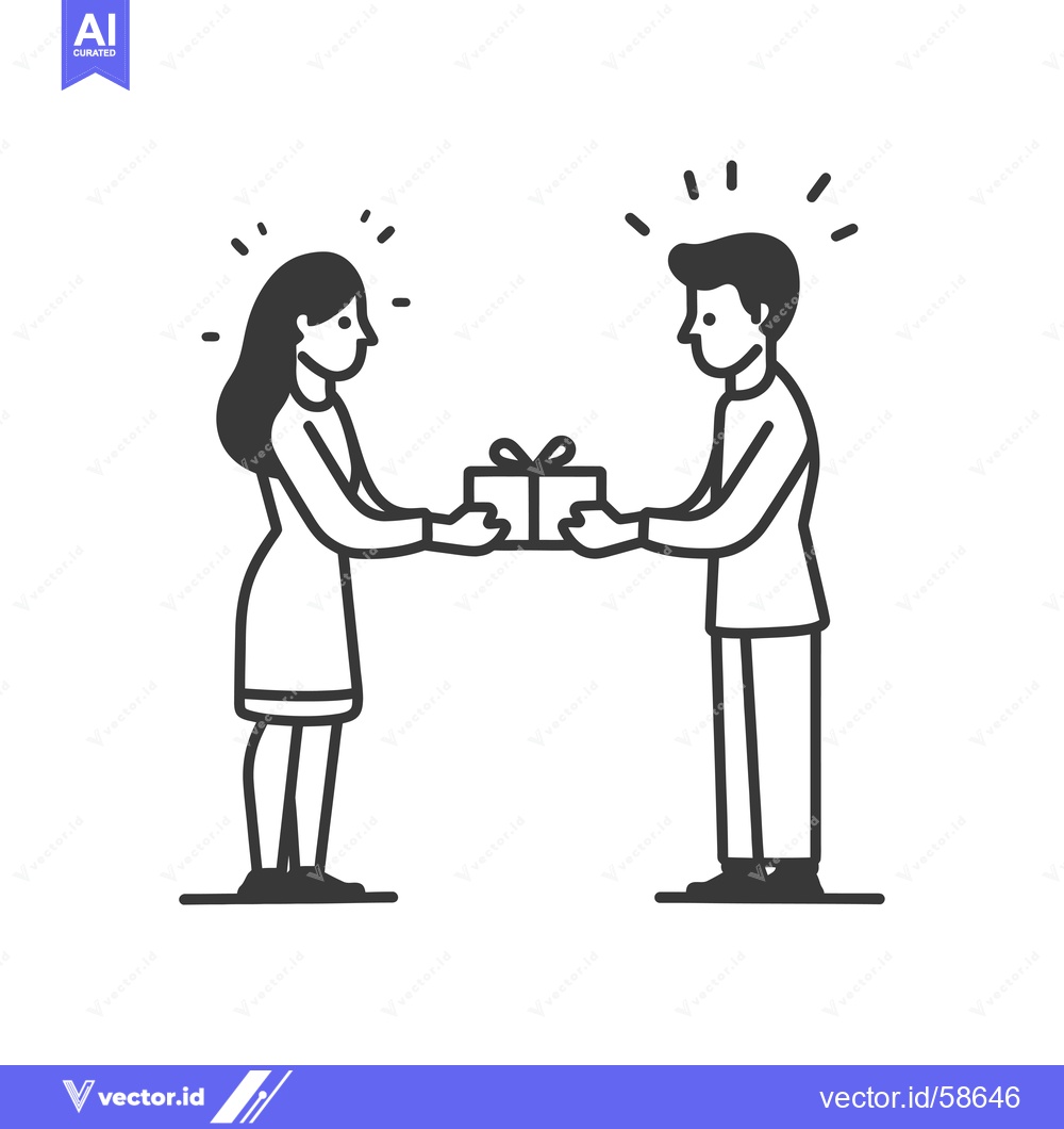 Premium Vector dari Man giving a gift to a woman with a surprised expression