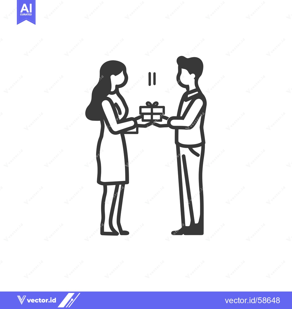Premium Vector dari Man Giving Gift to Woman with Exclamation Marks Above Them