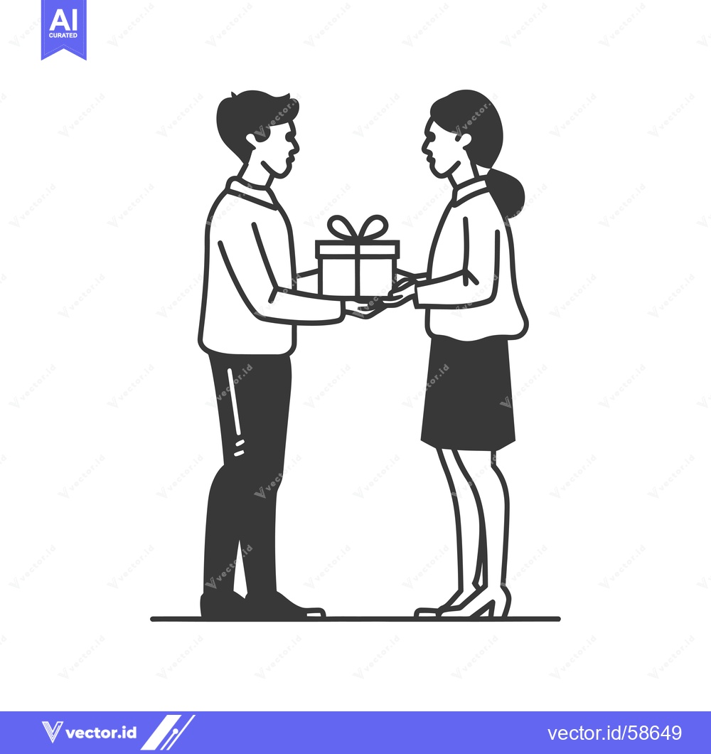 Premium Vector dari Man Giving Gift to Woman with Smiling Expression