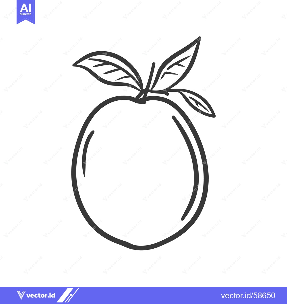 Premium Vector dari A simple black and white drawing of a single fruit and leaves
