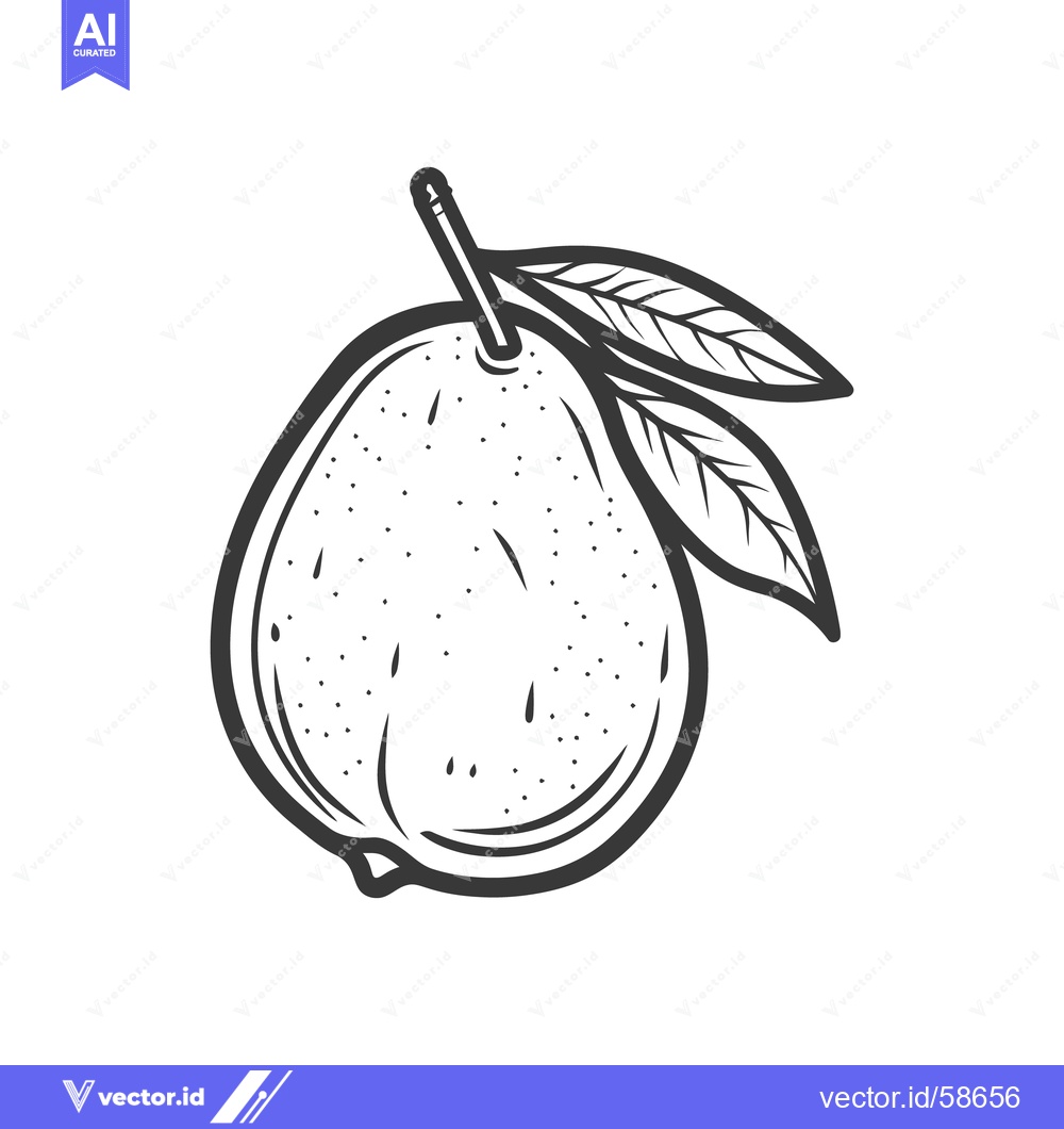 Premium Vector dari An isolated illustration displaying a pear with two leaves on a stem