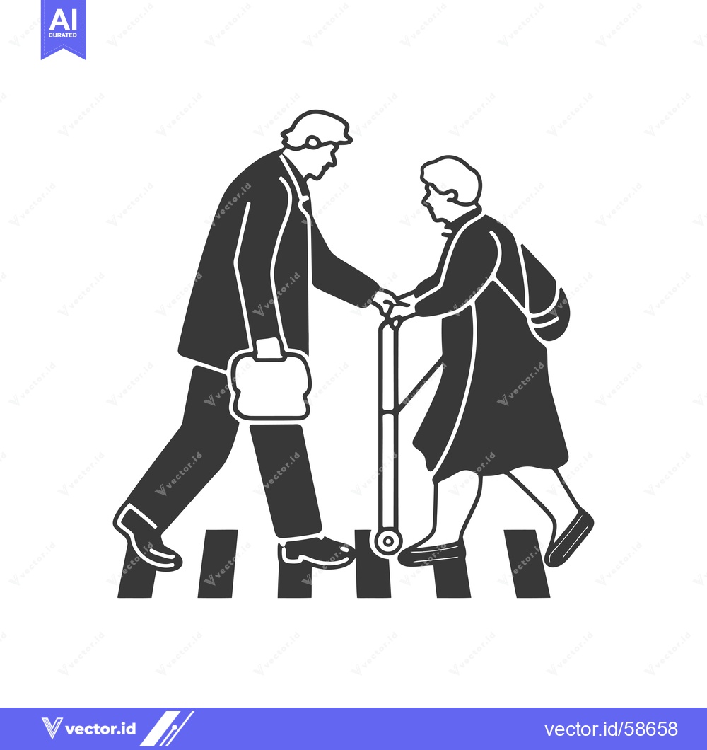 Premium Vector dari Man helping an elderly person cross the street with a walker