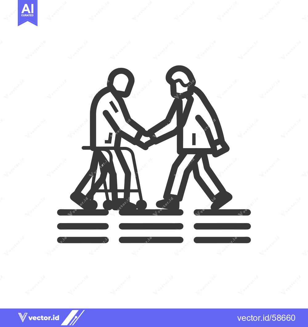 Premium Vector dari Man Helping Elderly Person with Walker
