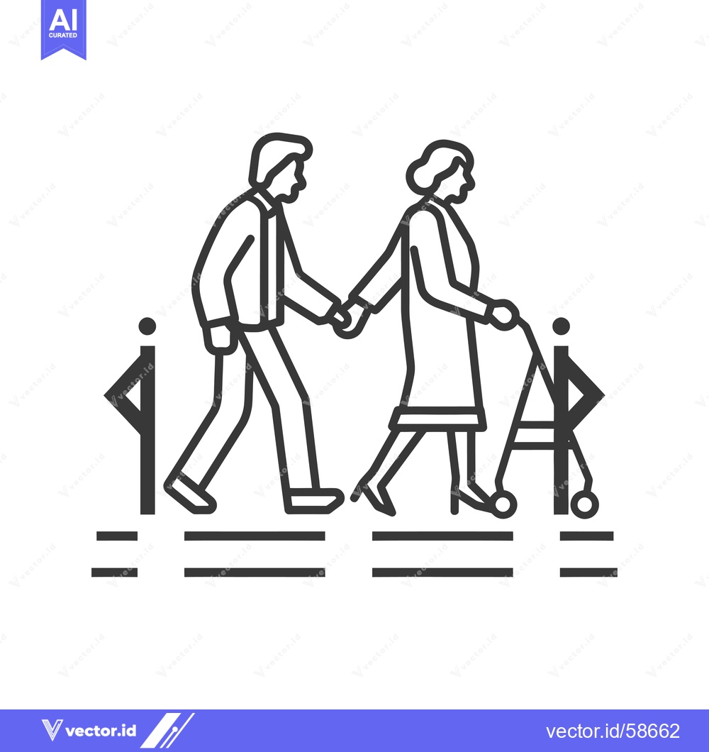 Premium Vector dari Man Helping Elderly Woman Walk with Walker
