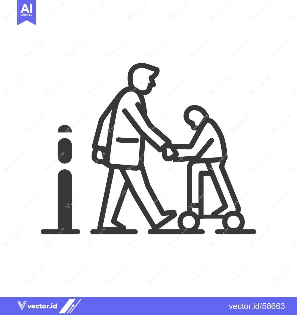 Premium Vector dari Man Helping Senior Citizen with a Walker