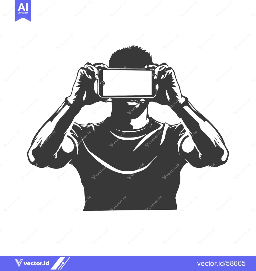 Premium Vector dari Man Holding Smartphone Covering His Face