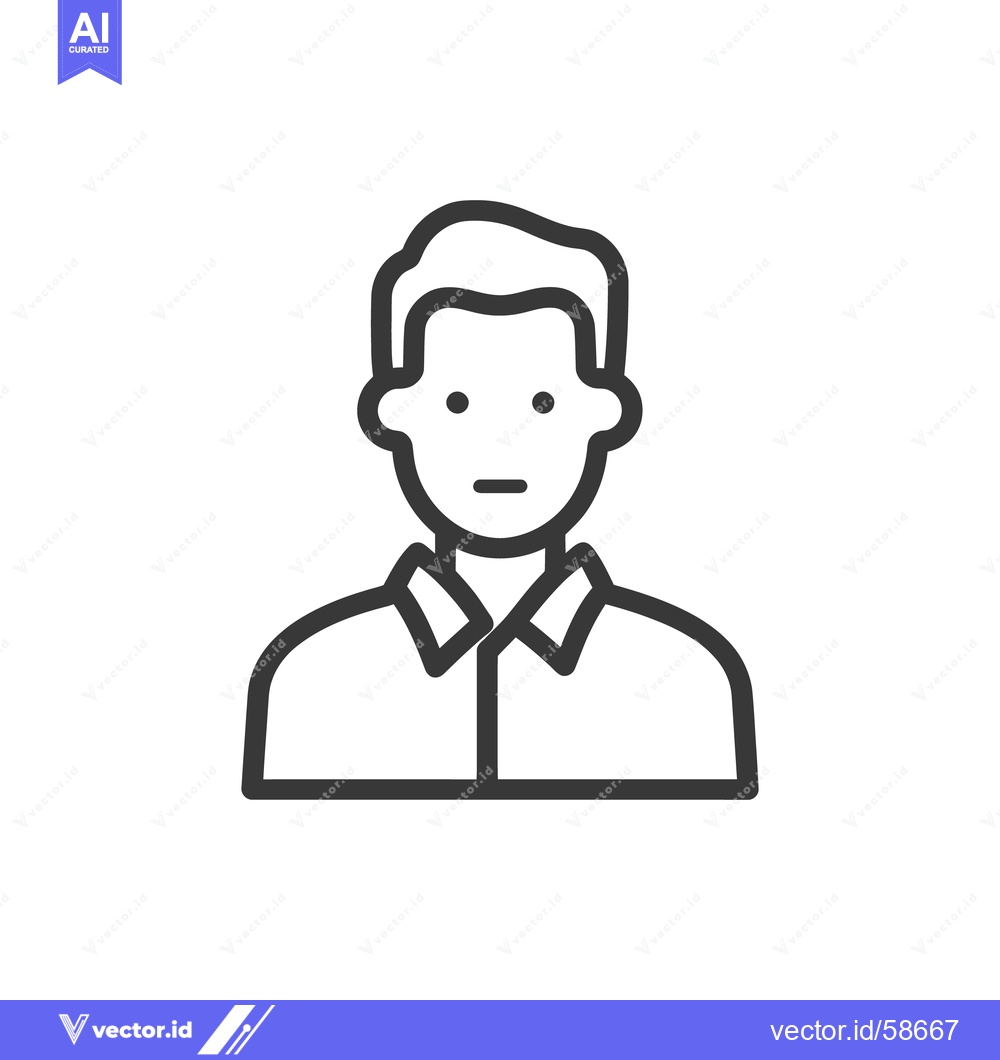 Premium Vector of Minimalist Man Icon: Simple Line Art Portrait with Shirt Collar Detail