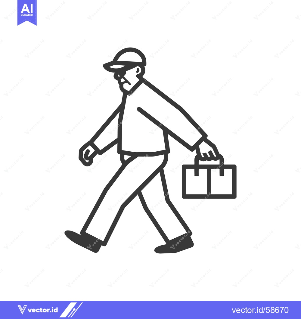 Premium Vector dari Man in a cap and sunglasses walking while carrying a briefcase