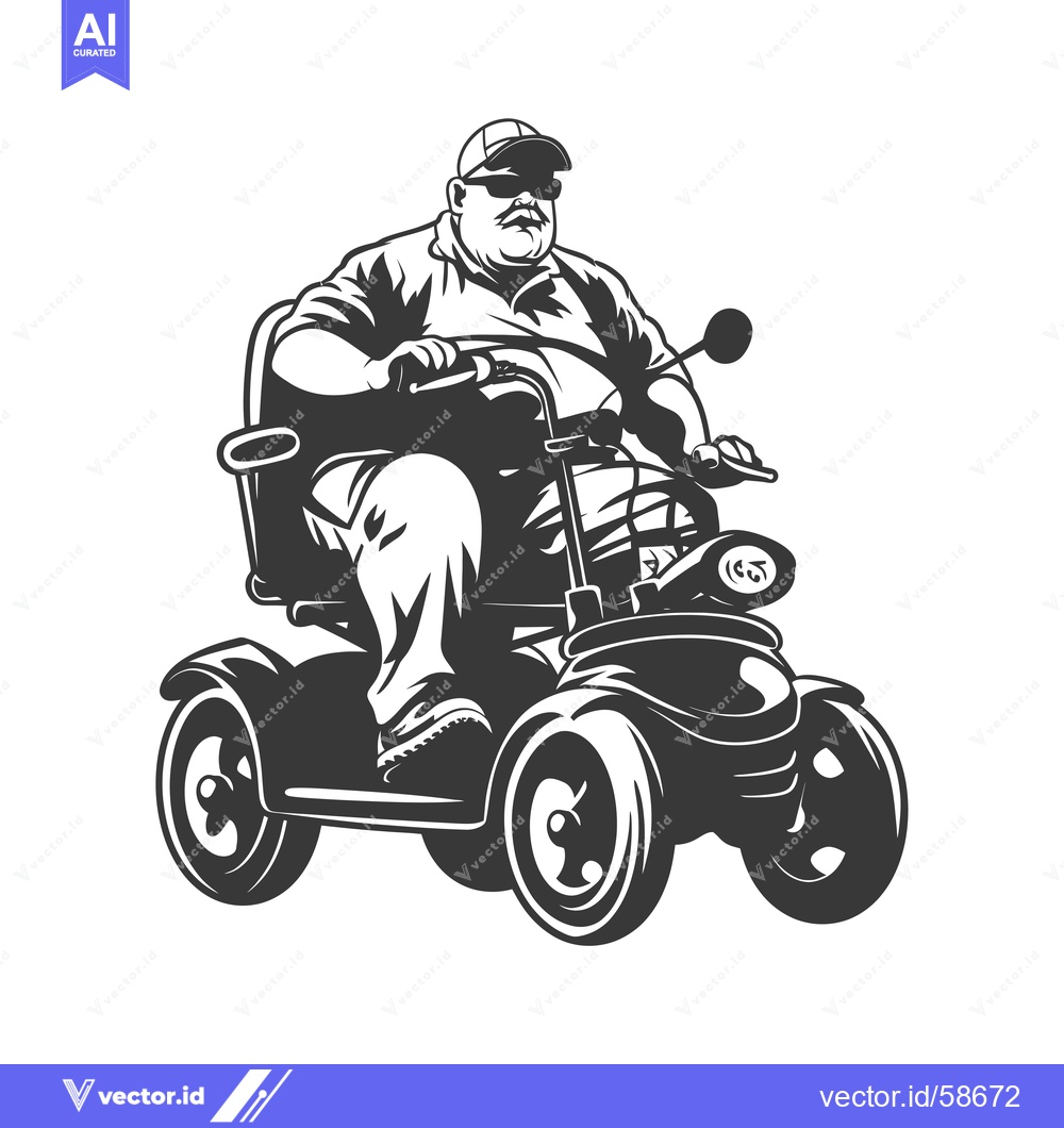 Premium Vector of Man in a cap driving a mobility scooter