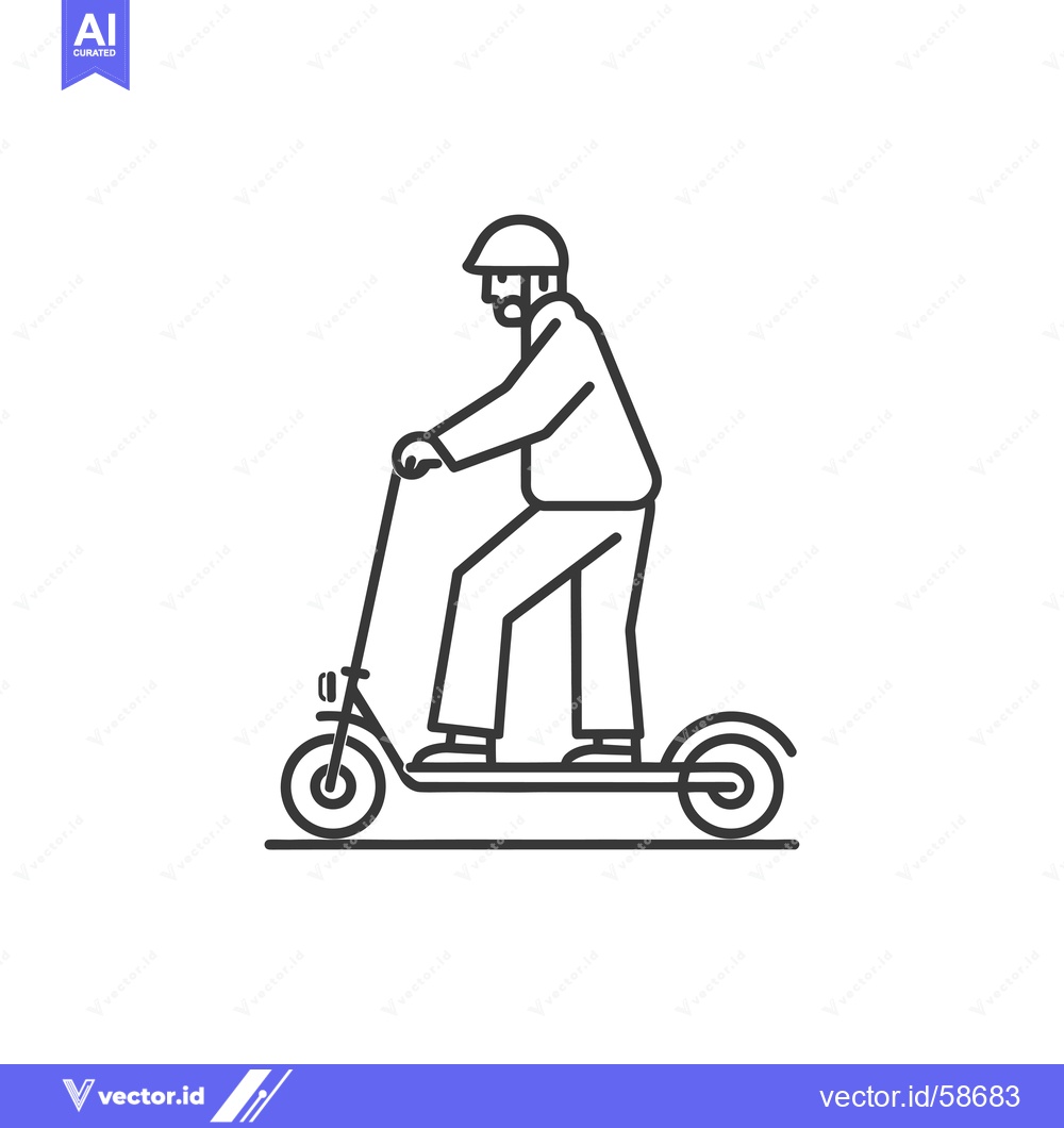 Premium Vector dari Man in Helmet Riding an Electric Scooter