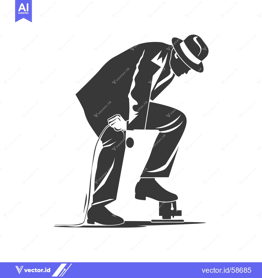 Premium Vector dari Man in Suit and Fedora Stepping on a Button