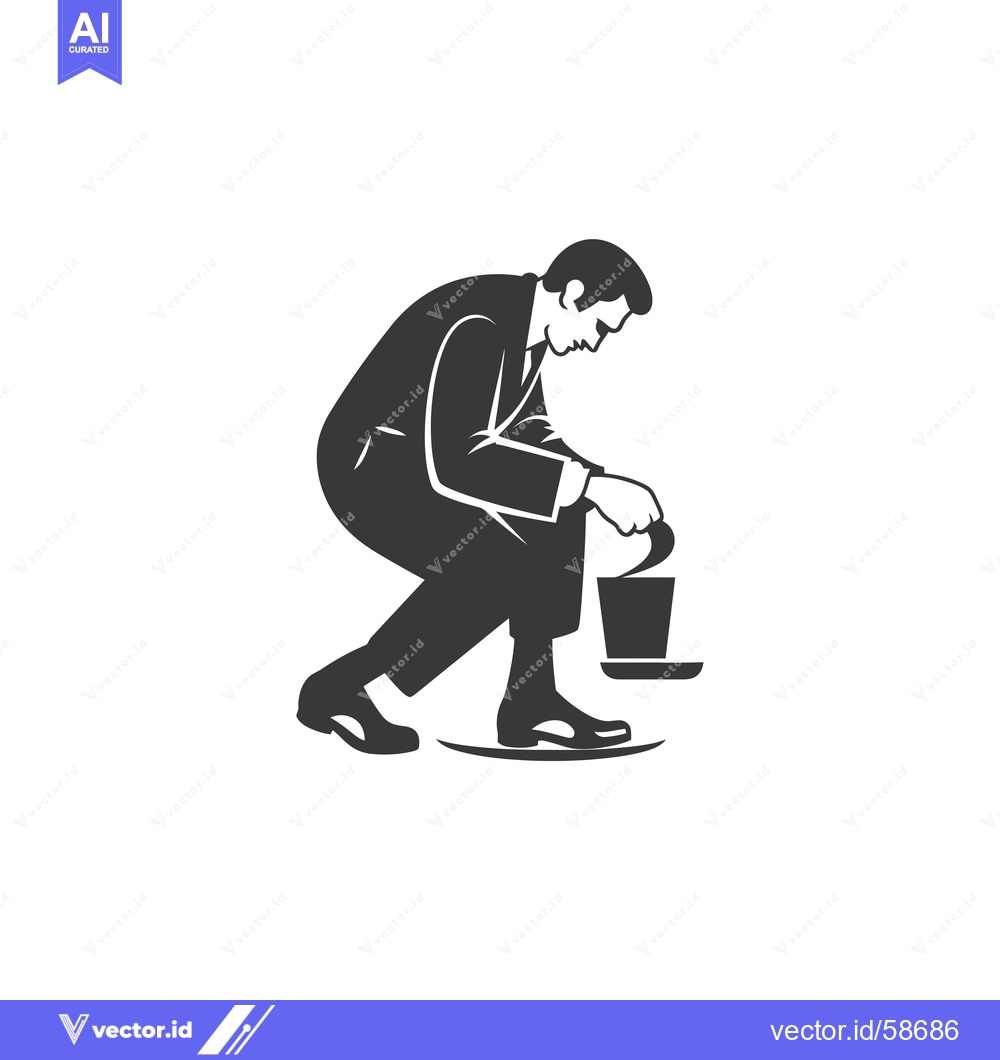 Premium Vector dari Man in Suit Kneeling and Holding a Hat