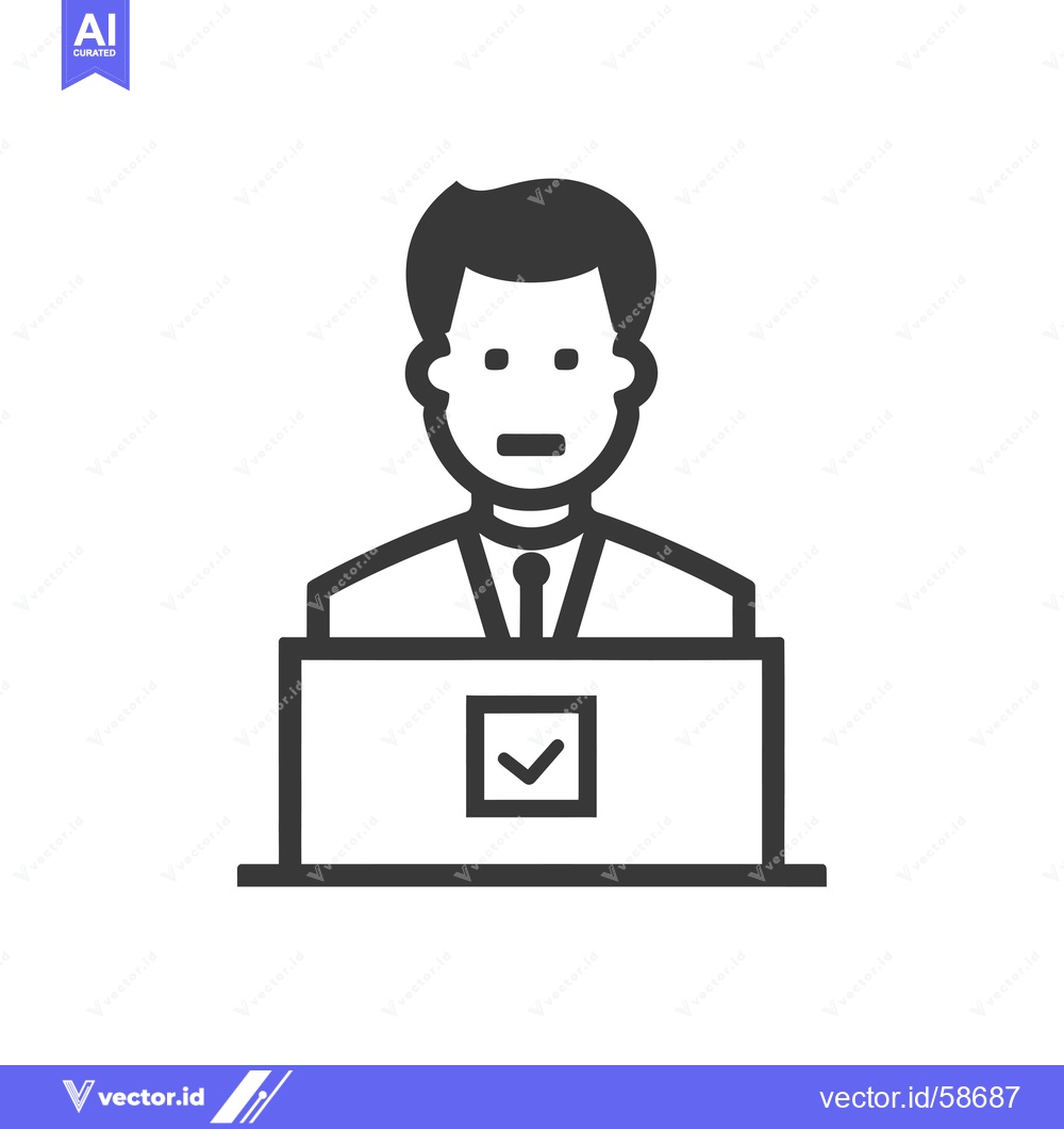 Premium Vector dari Man in Suit with Checkmark Icon on Laptop