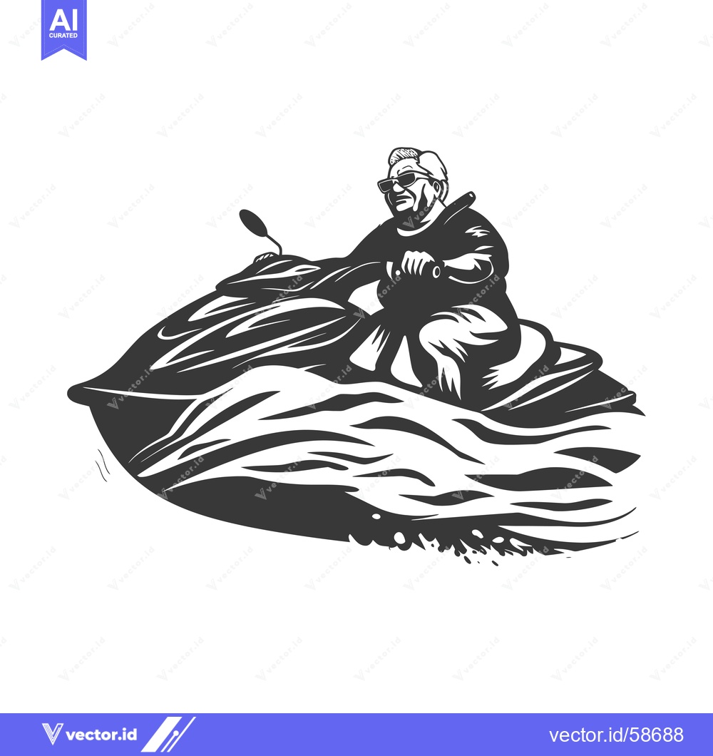 Premium Vector of Man in Sunglasses Riding a Jet Ski