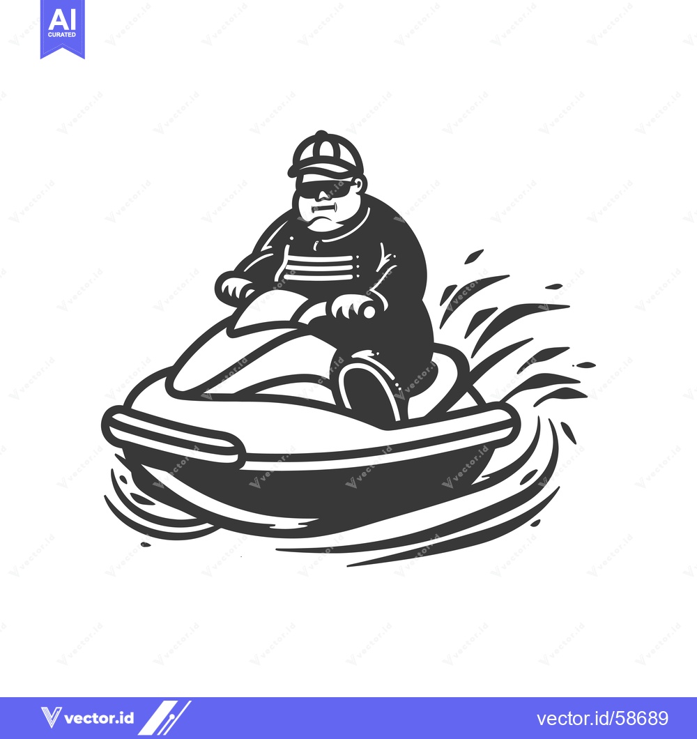 Premium Vector of Man in Sunglasses Riding a Jet Ski with Water Spraying