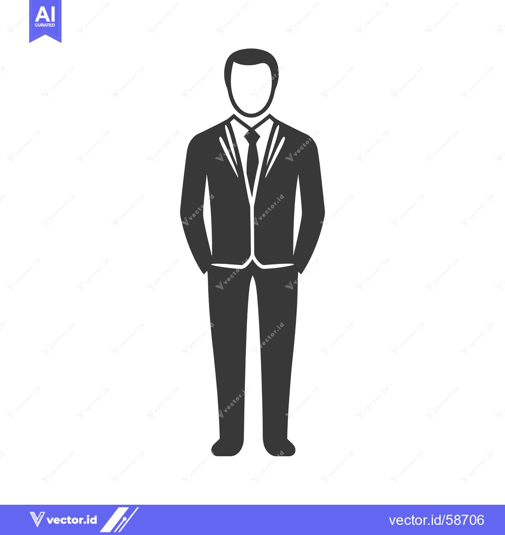 Premium Vector dari A grayscale icon depicting a man wearing a suit and tie