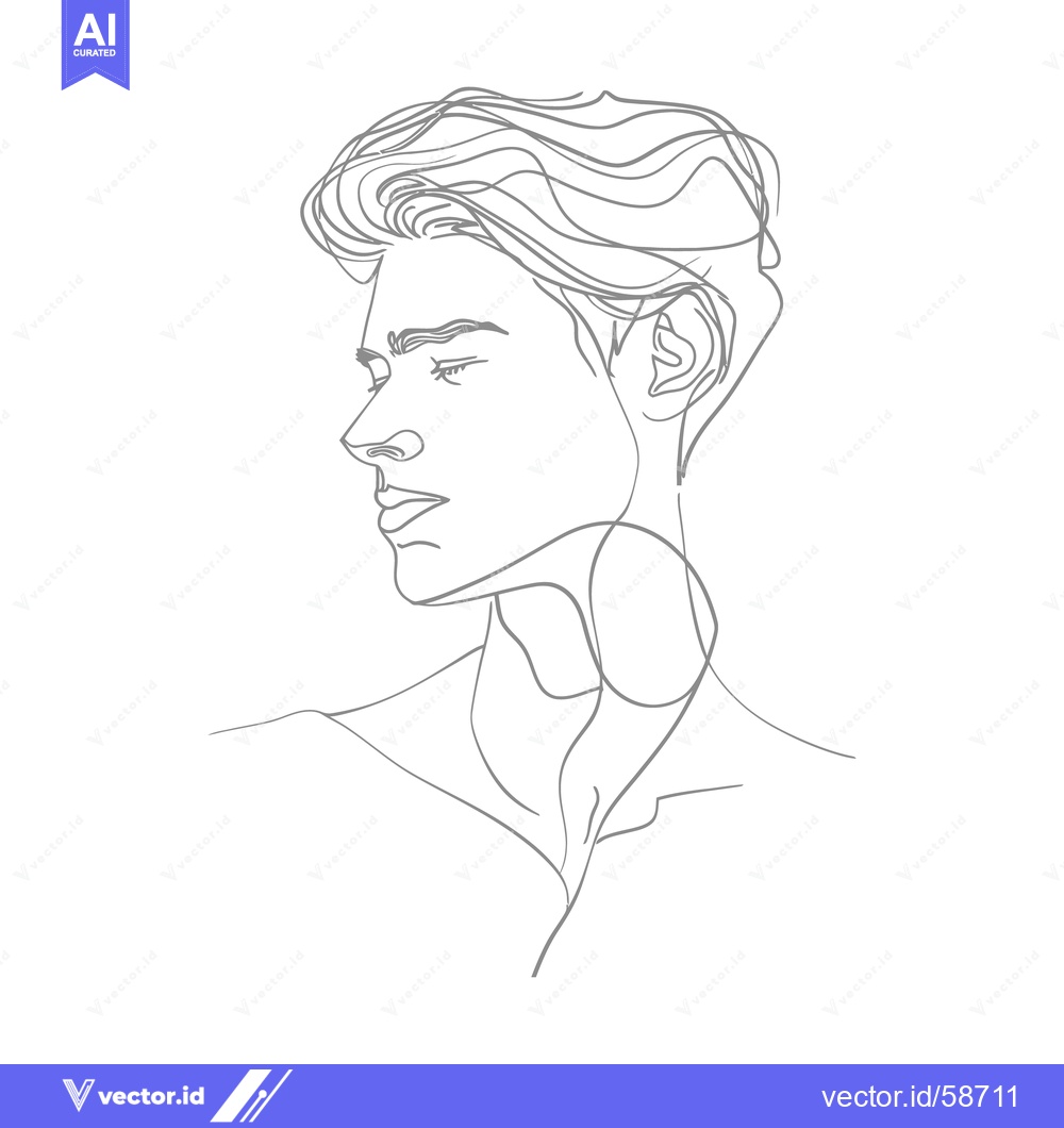 Premium Vector of A linear drawing of a man with closed eyes facing left