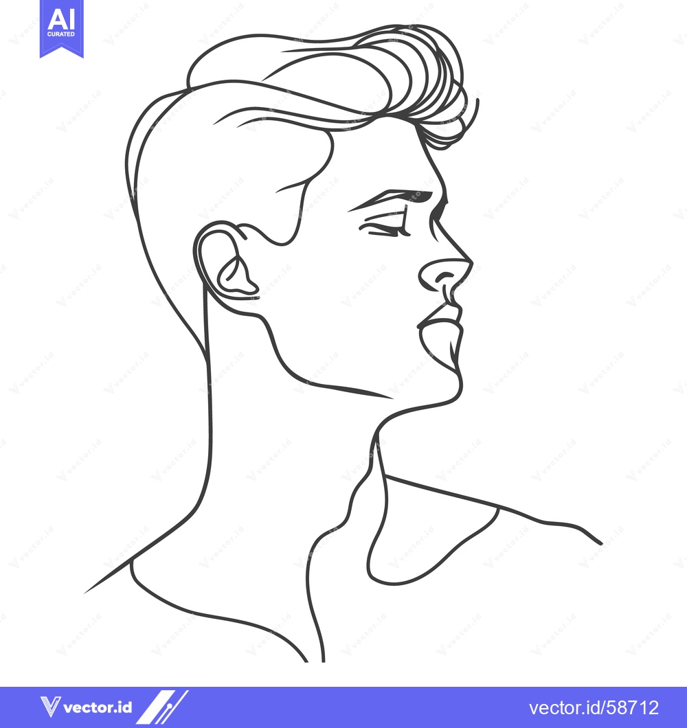 Premium Vector dari Profile of a young man shown in line art illustration