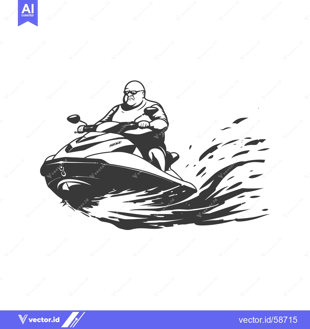 Premium Vector of Man on a Jet Ski with Splashing Water