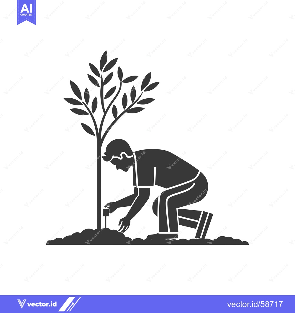 Premium Vector of Man Planting a Tree in the Ground
