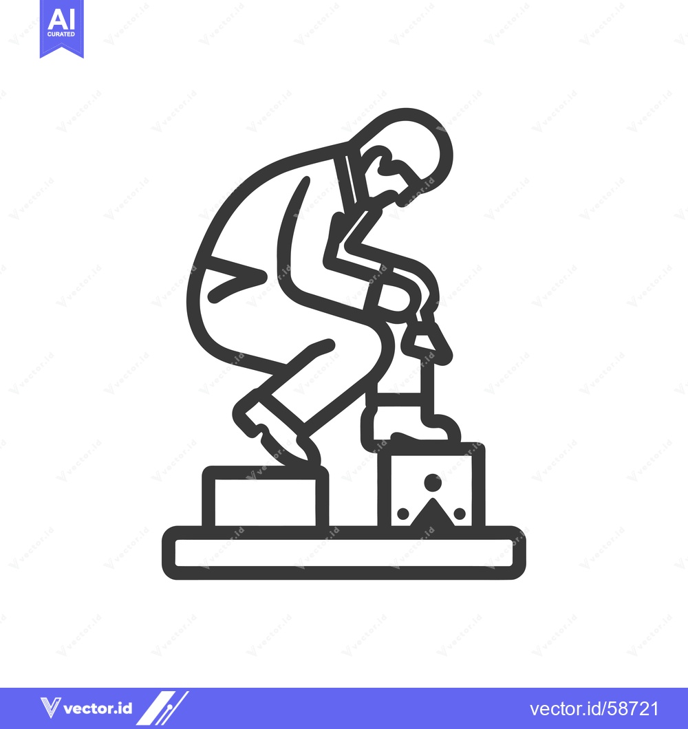 Premium Vector of Man Reaching for the Top of a Staircase with His Right Foot