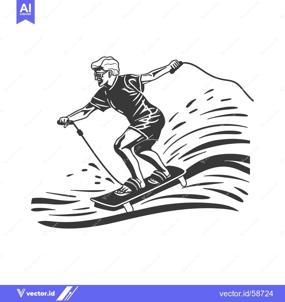 Premium Vector dari Man Riding a Hydrofoil Board on Waves
