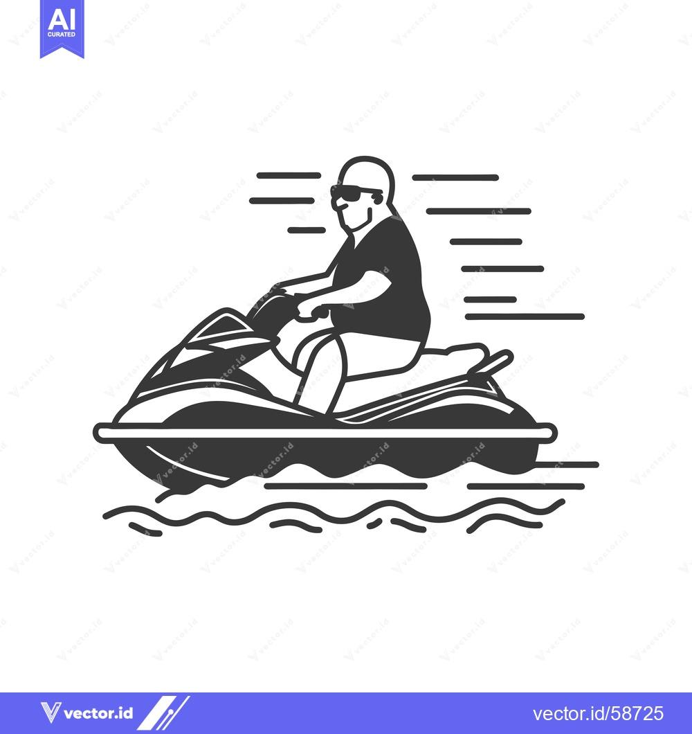 Premium Vector dari Man riding a jet ski on a wavy surface