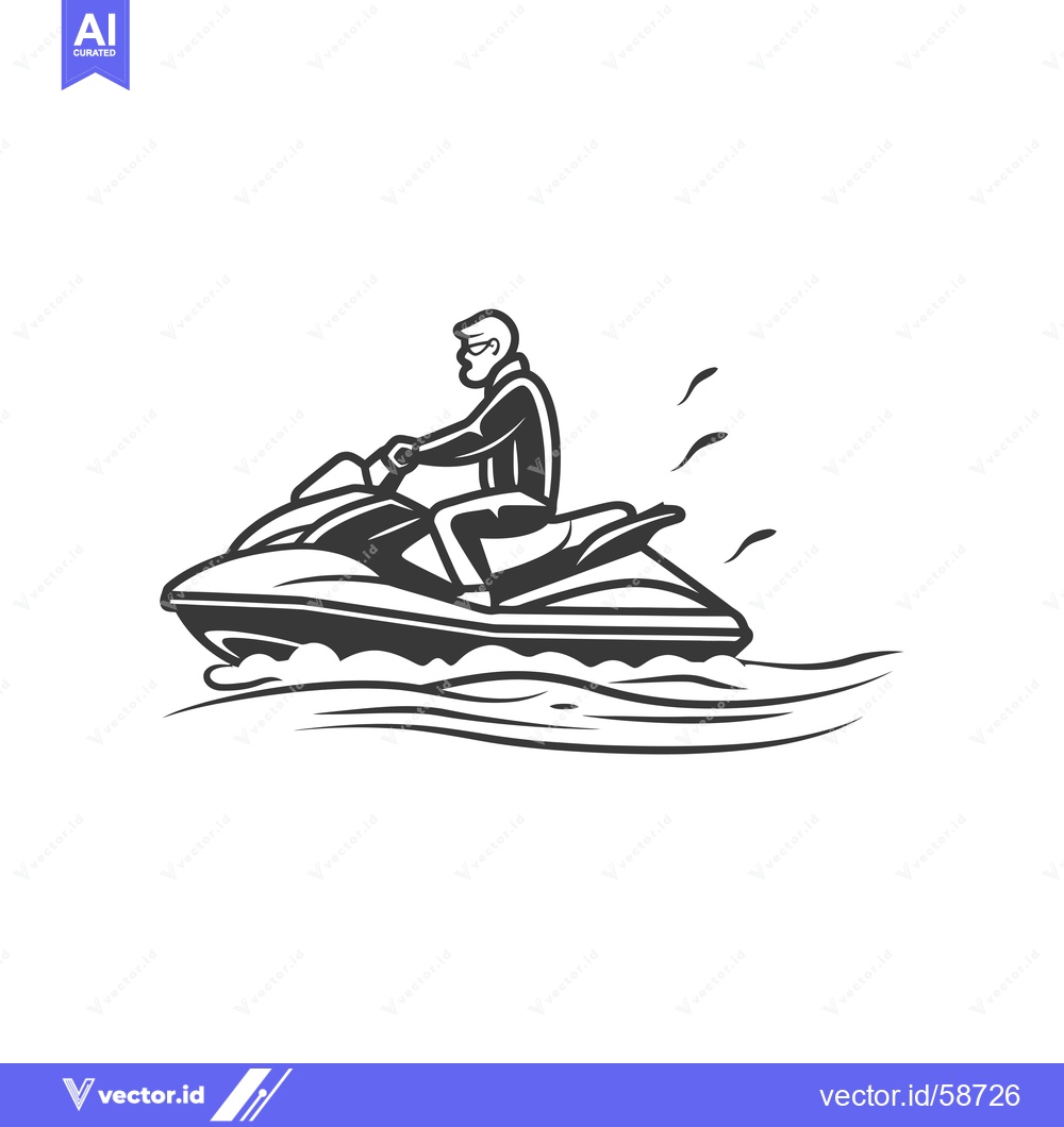 Premium Vector dari Man riding a jet ski on the water