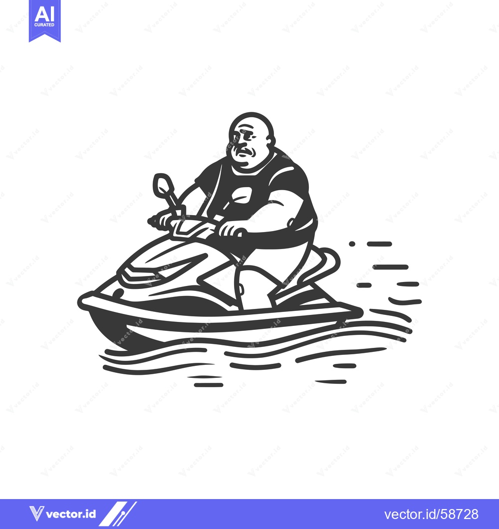 Premium Vector dari Man Riding a Jet Ski on Waves