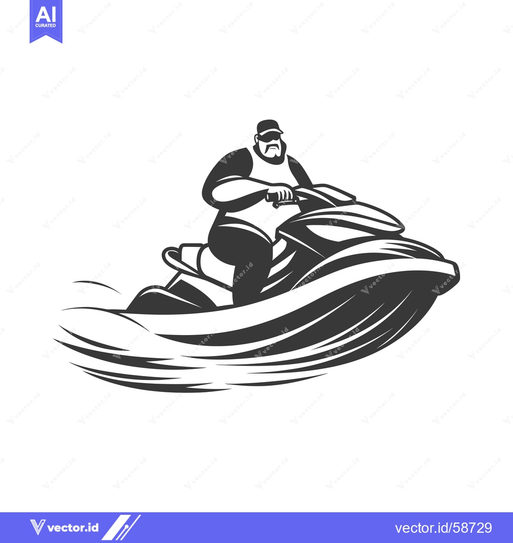 Premium Vector dari Man Riding a Jet Ski Over Waves