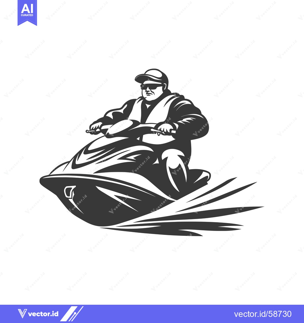 Premium Vector dari Man Riding a Jet Ski Through Water