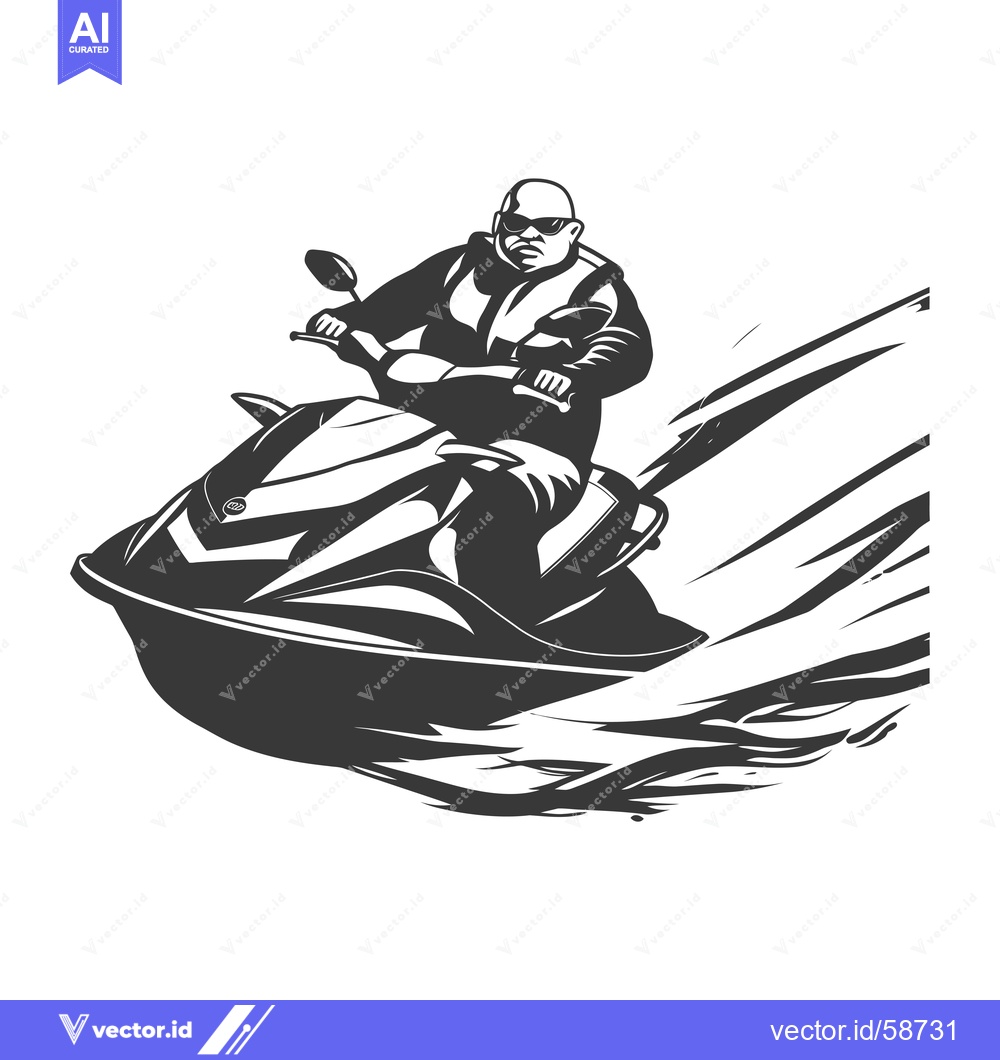 Premium Vector dari Man Riding a Jet Ski Through Waves