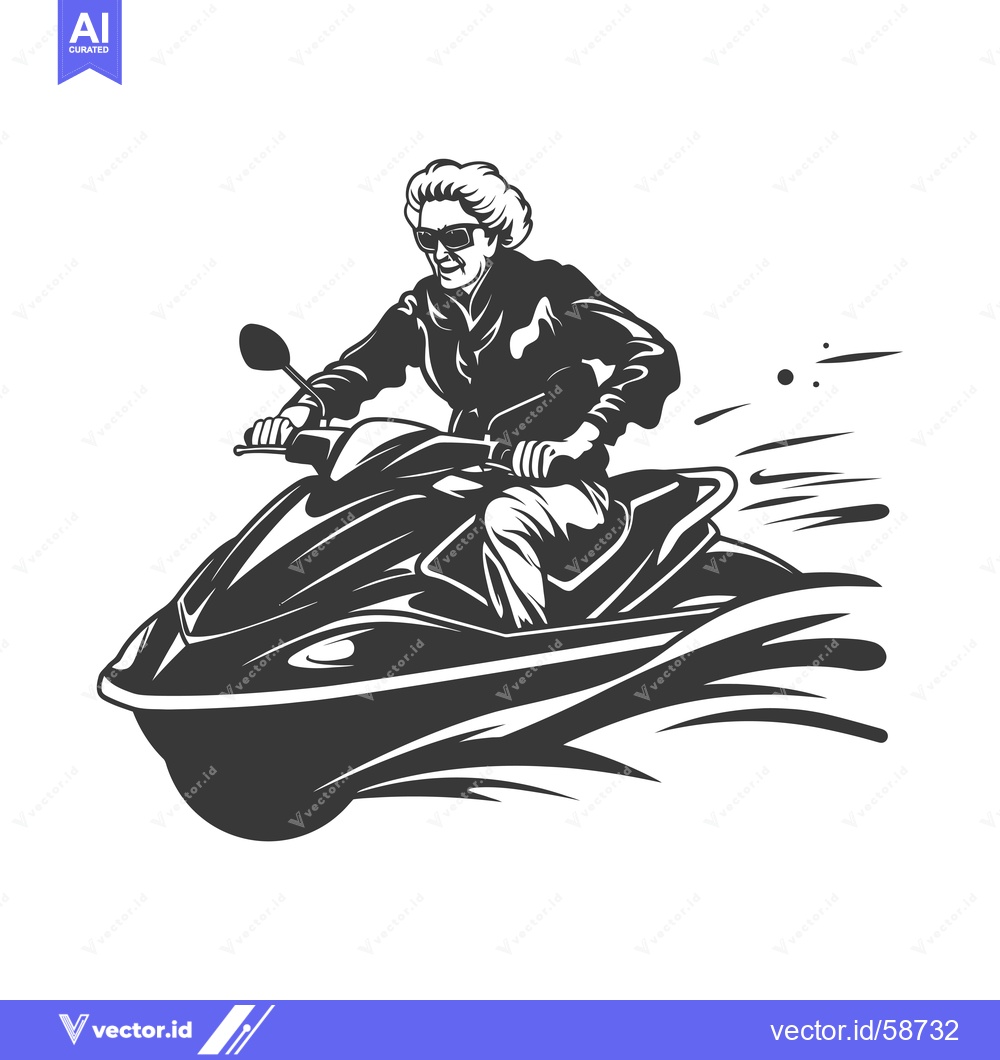 Premium Vector dari Man Riding A Jet Ski With Speed Lines Behind Him