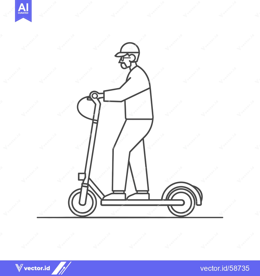 Premium Vector of Man Riding an Electric Scooter