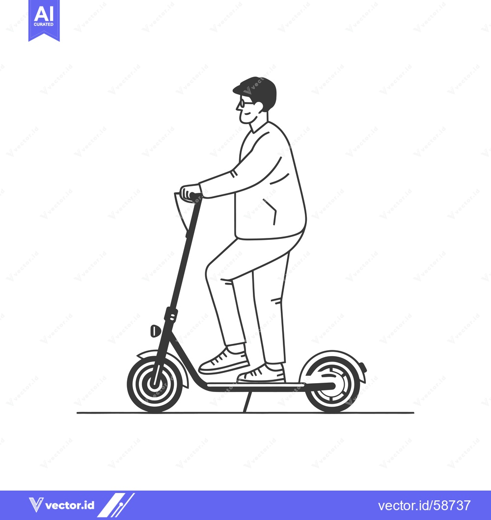 Premium Vector dari Man Riding an Electric Scooter