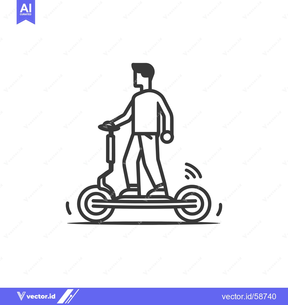 Premium Vector dari Man Riding an Electric Scooter with a Simple Line Art Style