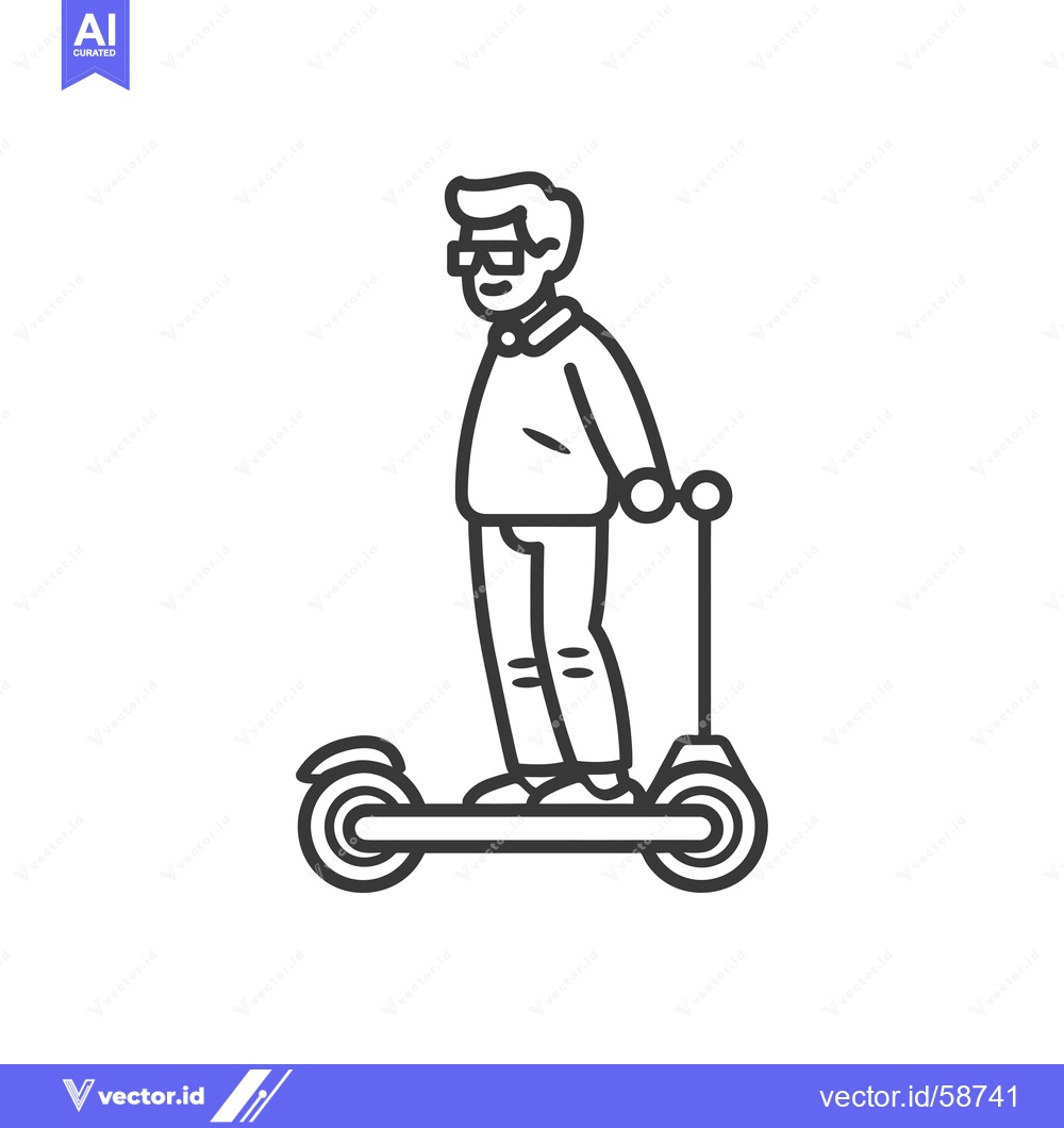 Premium Vector dari Man Riding an Electric Scooter with Sunglasses