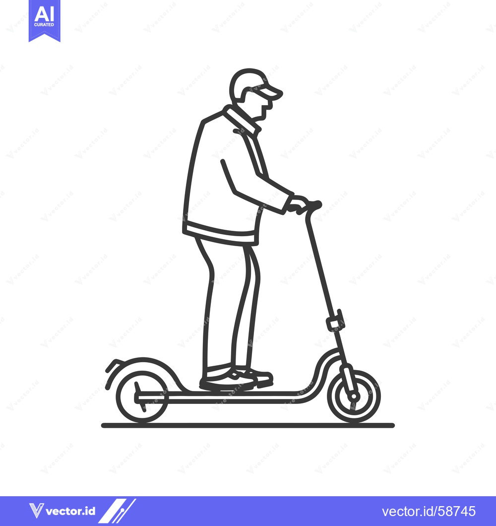 Premium Vector dari Man Riding Electric Scooter with Cap and Jacket